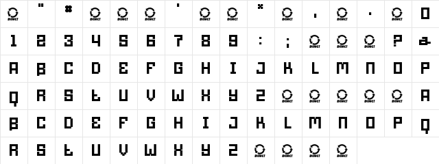 Robot.Com Regular  glyph index