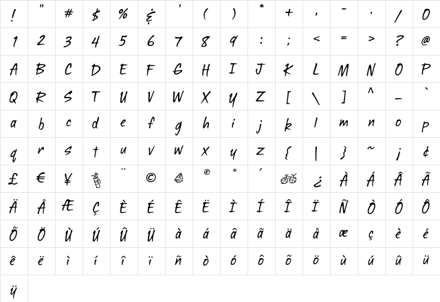 Aspire Regular  glyph index