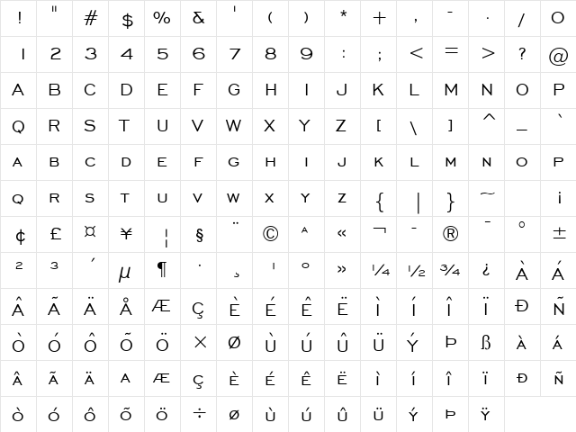 Chisel Normal  glyph index