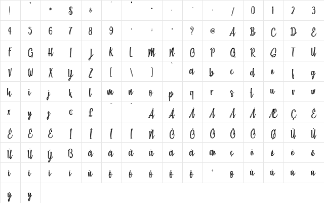 Chocolate Kids - Personal Use Regular  glyph index