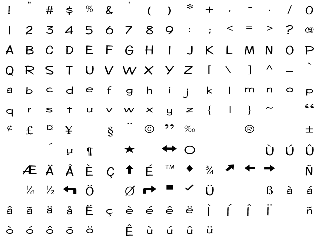 Diego1 Wd Regular  glyph index