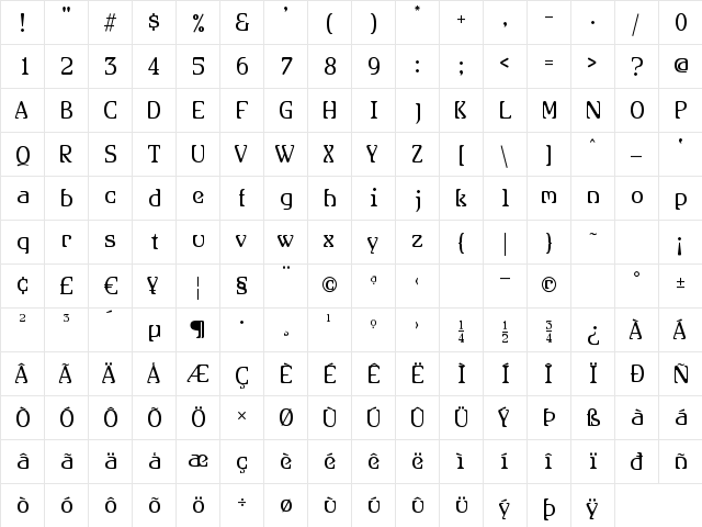 All Hooked Up Regular  glyph index