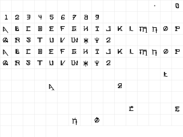Tahalm Regular  glyph index