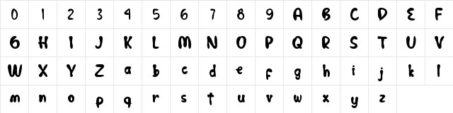 Cutie Bunnie Regular  glyph index