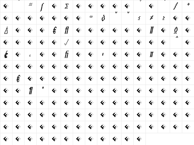 CallFourL-ItalicExp Regular  glyph index