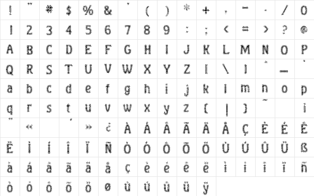 BaumSquiggle Regular  glyph index