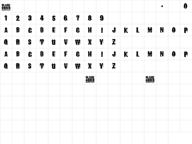 Black Order Regular  glyph index