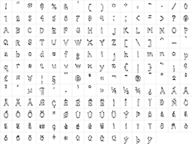Open Flame Regular  glyph index