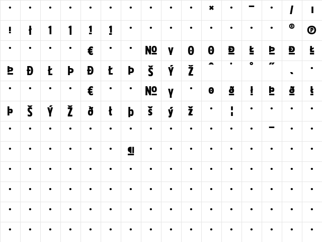 GovanTwo-Expert Regular  glyph index
