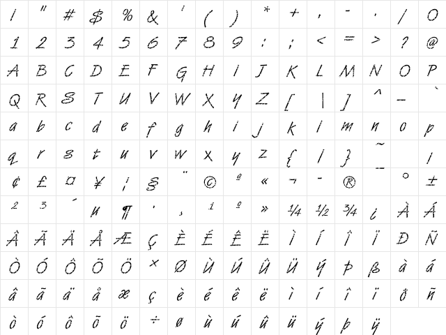 VanDijk37 Becker Regular  glyph index