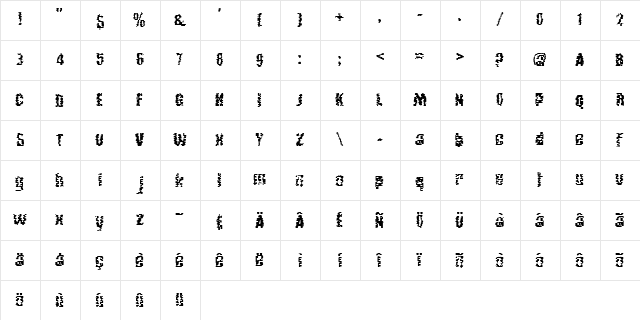 TG Chees regula  glyph index