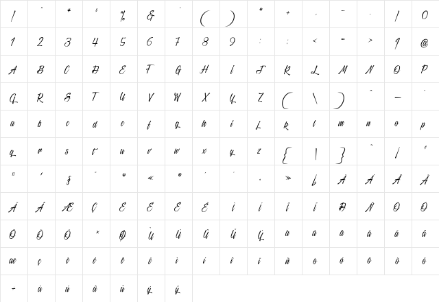 Black Sneakers Regular  glyph index