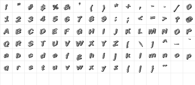 Early Tickertape Regular  glyph index
