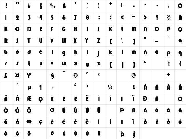 Smoke 4 Regular  glyph index