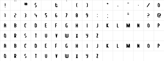 Chocolate Regular  glyph index