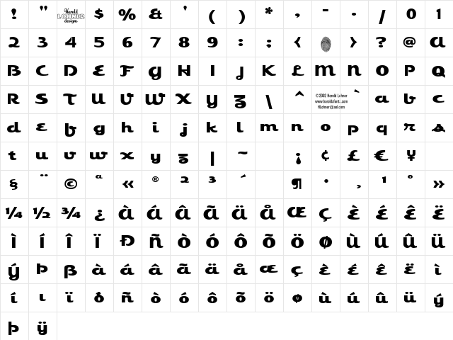 EsquivelCondensed Regular  glyph index