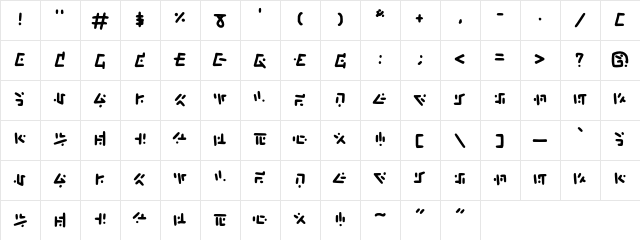 Verlanerand Medium  glyph index