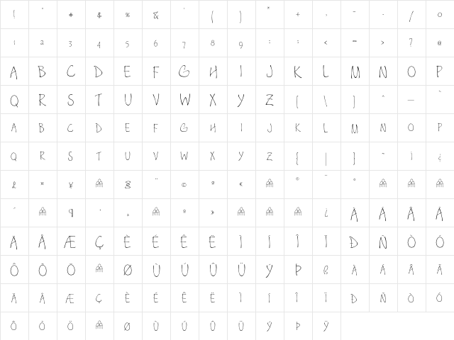 Mesa RegularTallCaps  glyph index