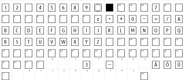 KreuzWort Regular  glyph index