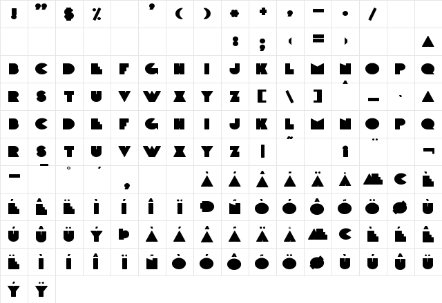 DeLarge Extra Black  glyph index