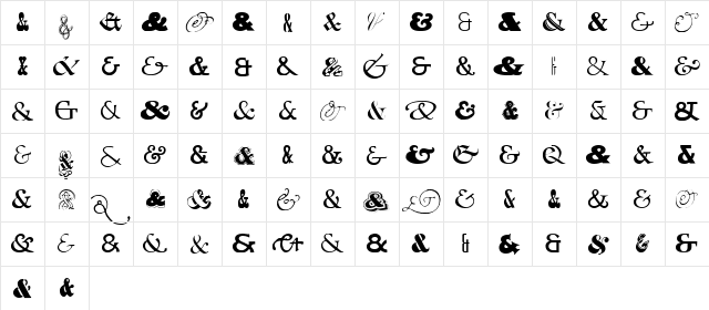 Ampersands One Regular  glyph index
