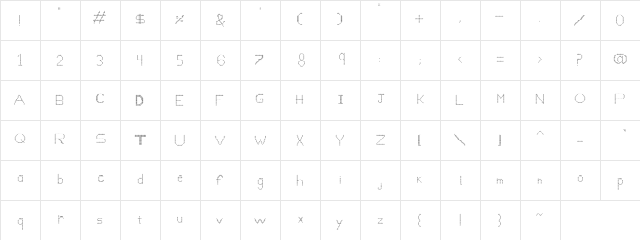 mi letra Regular  glyph index