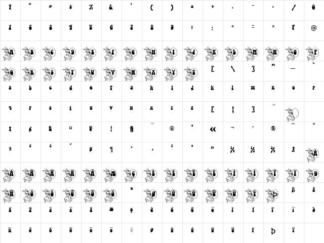 EasterBunny Becker Normal  glyph index