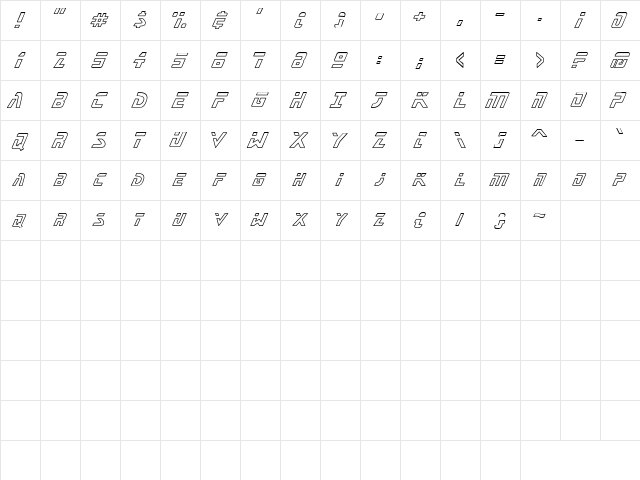 CK Galaxy Regular  glyph index