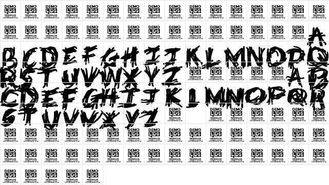 Deathtrap DEMO Regular  glyph index
