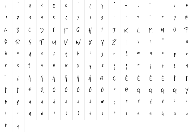 Fresh Cocktails Regular  glyph index