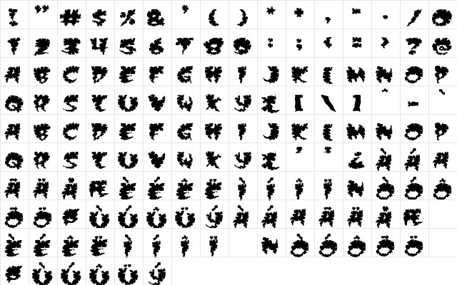 Extra virgin Regular  glyph index