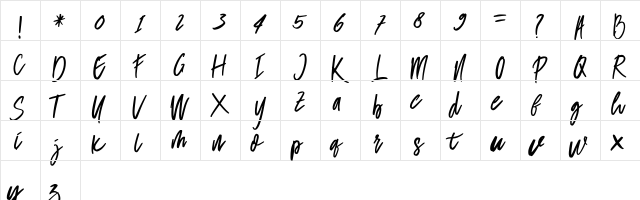 Delisa Regular  glyph index
