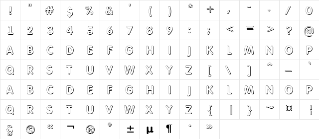 a_FuturaRoundTitulSh Regular  glyph index
