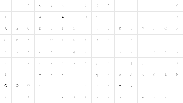 Camelot DeNada  glyph index