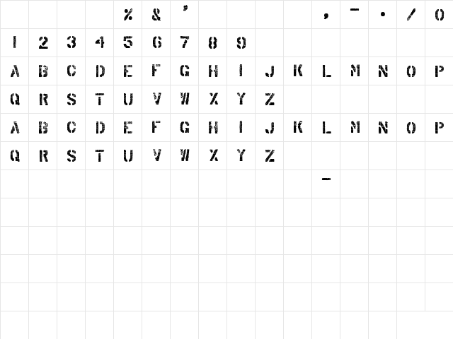 Arabica Export Regular  glyph index