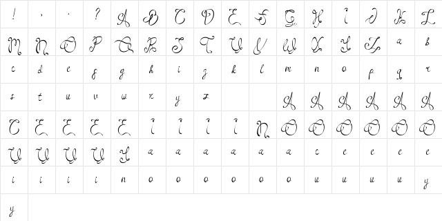 RoseHellisaDemo Regular  glyph index