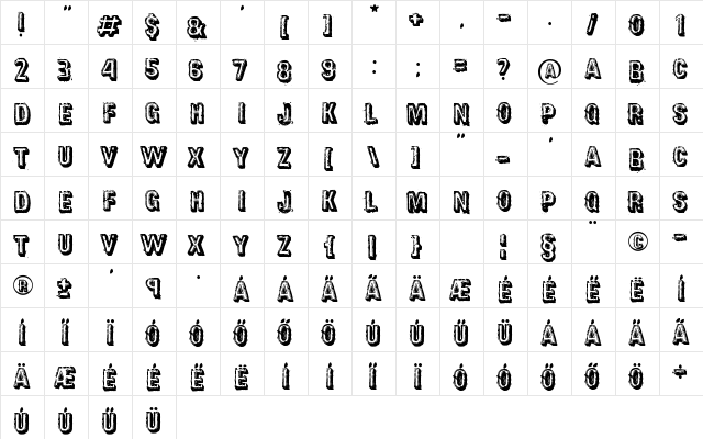District Regular  glyph index