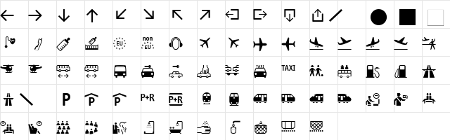 InfoPict Medium  glyph index