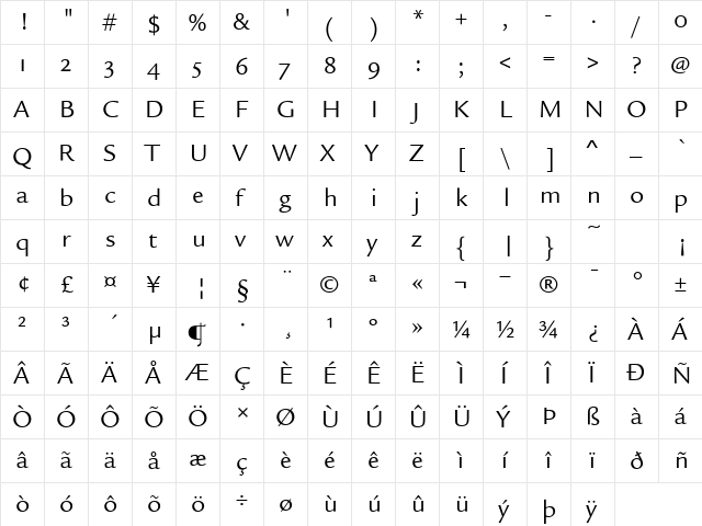 LegacySansITCOS-Book Book  glyph index