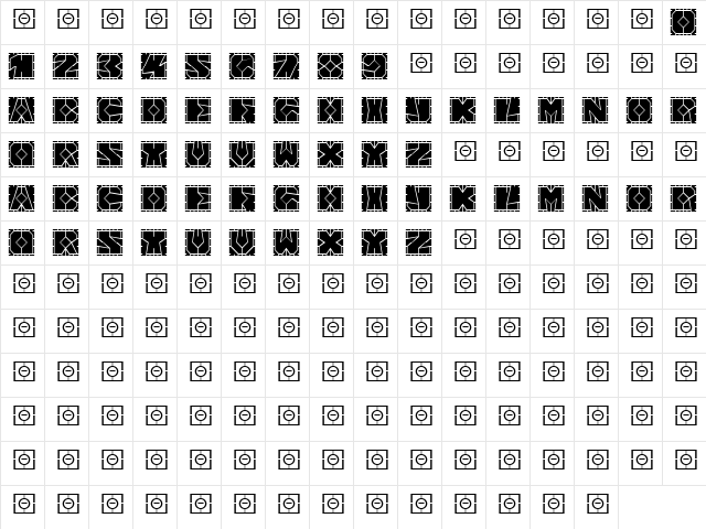 AlphaBloc Regular  glyph index
