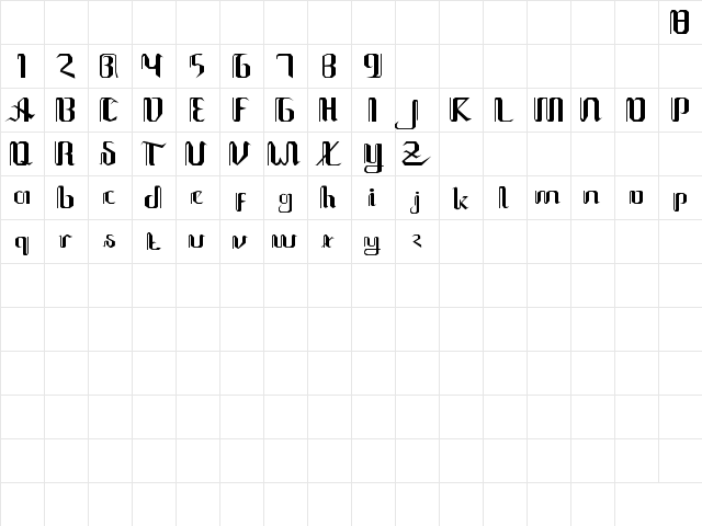 jawa palsu Regular  glyph index