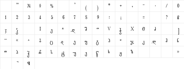 rustaveliL Normal  glyph index