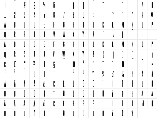 Gobold High Regular  glyph index