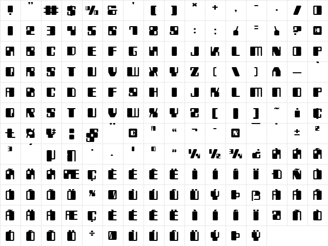 Zyborgs Expanded Expanded  glyph index