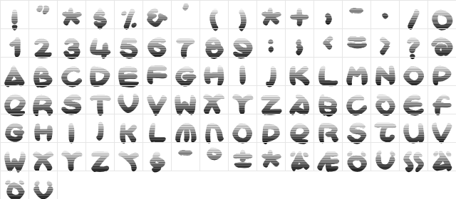 Bloxxy Regular  glyph index