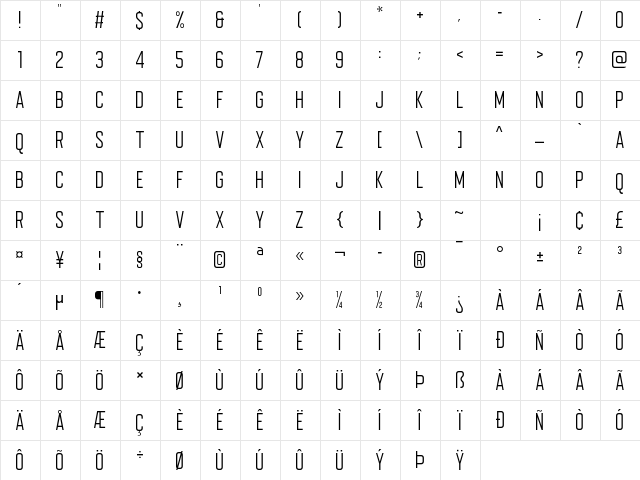 Voltage Light  glyph index