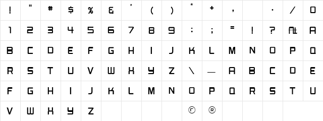 Burger Joint JL Regular  glyph index