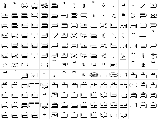QuickGear Shadow Shadow  glyph index