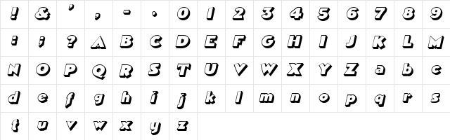 Geisha Bold Italic  glyph index