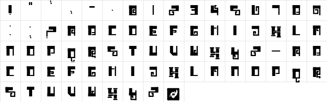 Brrr Regular  glyph index